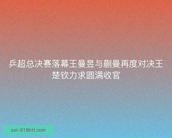 乒超总决赛落幕王曼昱与蒯曼再度对决王楚钦力求圆满收官